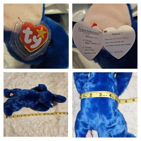 Rare Ty Beanie Baby Plush Toy Peanut the Royal Elephant Blue NEW - Picture 13 of 13